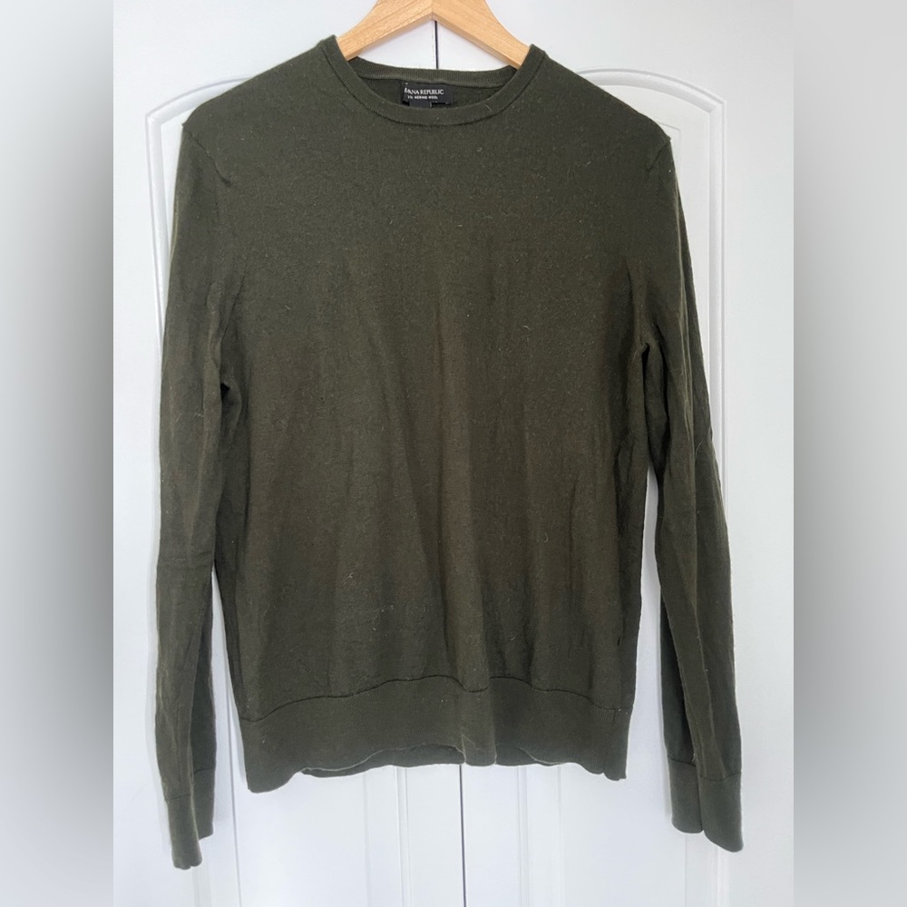 Men's Olive Green Sweater Merino Wool